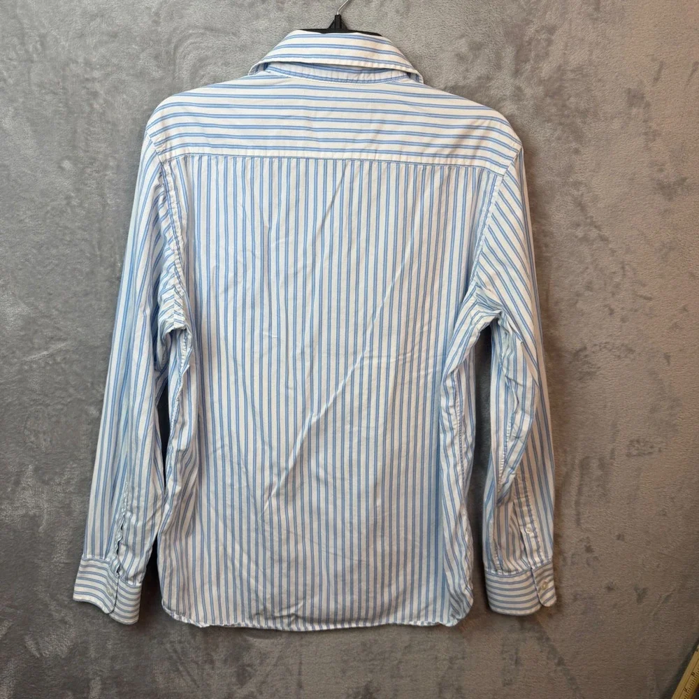 American Eagle Button Down Shirt Men Medium Blue White Striped Preppy Y2K Casual